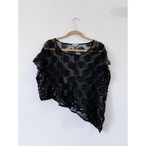 Black Lace with sequins blouse